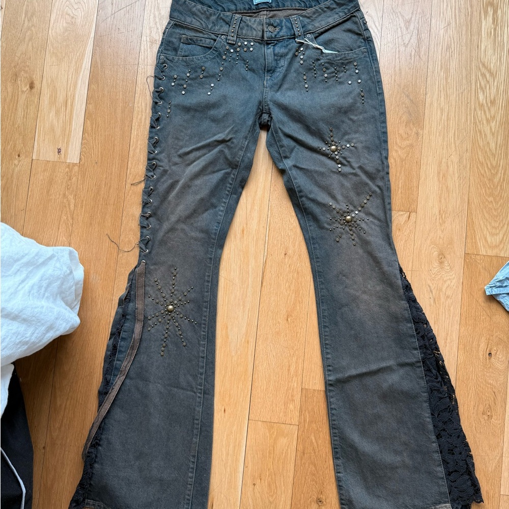 Guess Women's Studded Jeans with lace detail